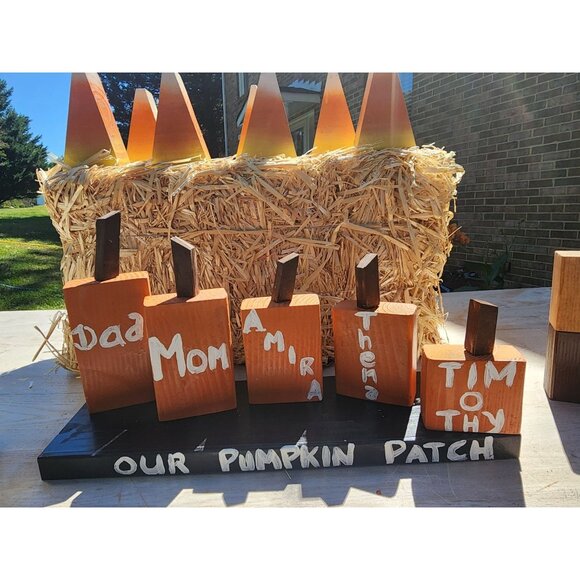 Personalized Handcrafted Wood Pumpkin Patch Family Decor Set - Picture 5 of 7